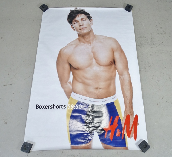 Större reklamaffisch, "Boxer shorts" H&M, L.O.G.G. Sports, 1900-talets senare del