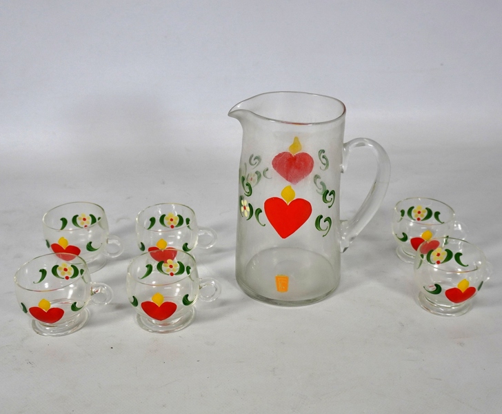 Glöggservis, Johansfors glasbruk, Sverige, 7 delar, 1900-talets mitt