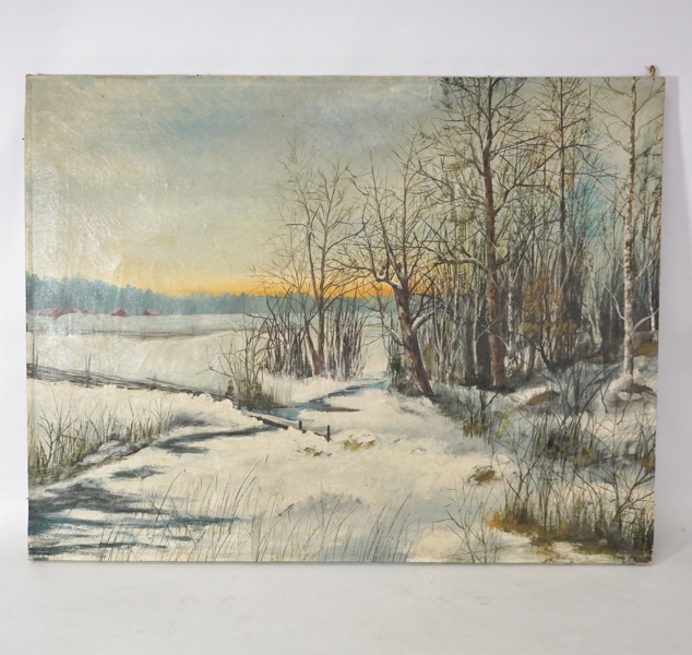 Oljemålning, vintermotiv, signerad