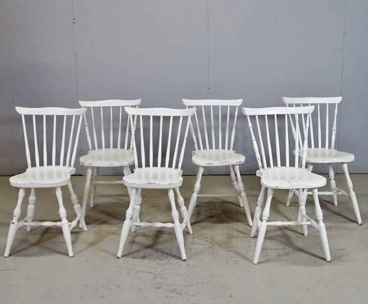 6 st pinnstolar, vitmålade, 1900-tal