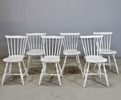 6 st pinnstolar, vitmålade, 1900-tal