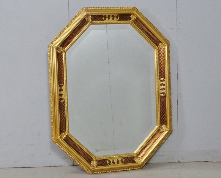 Väggspegel, oktagonal, guld, 2000-tal