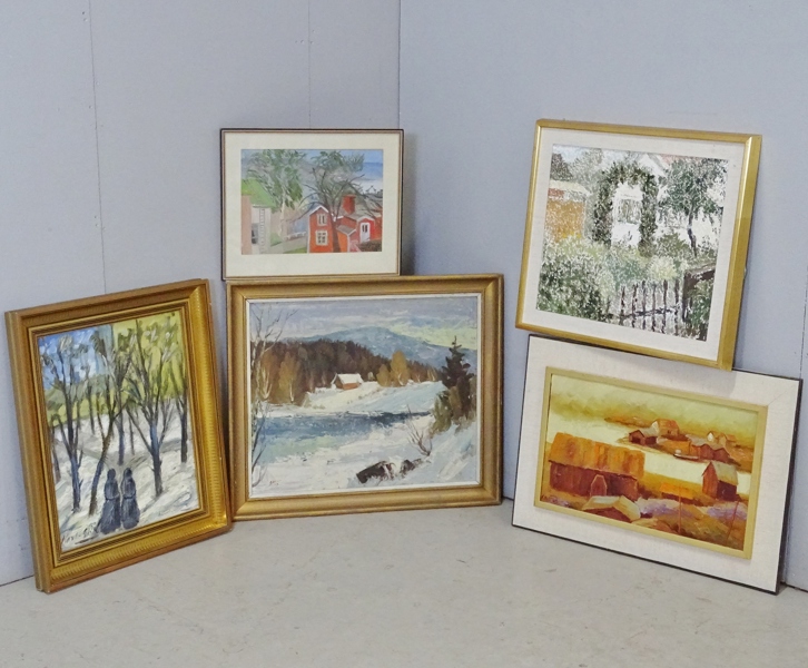 5 st målningar, olika konstnärer