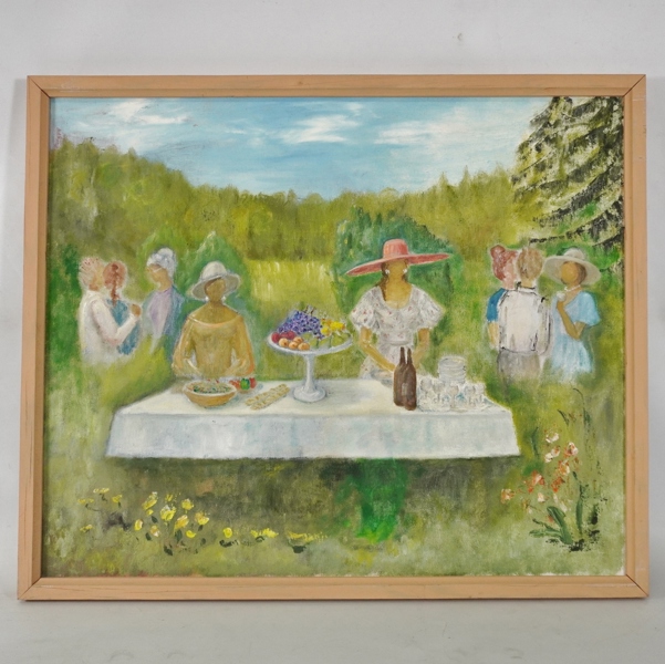 Oljemålning "Fest i det gröna"
