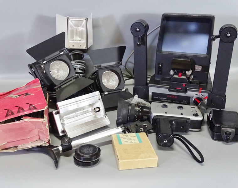 Parti fotoutrustning, varierande fabrikat