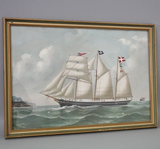 Akvarell, Reuben Chappell "Zampa. of Thurø"