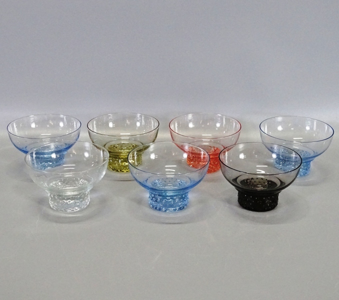 7 st. dessertskålar "Tarantella" Glimma glasbruk, 1900-tal