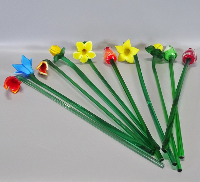 10 st. glasblommor, 1900-tal