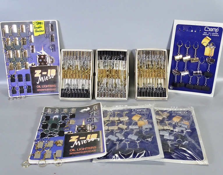 Stort parti nyckelringar "Mini tändare" 1900-tal andra hälft