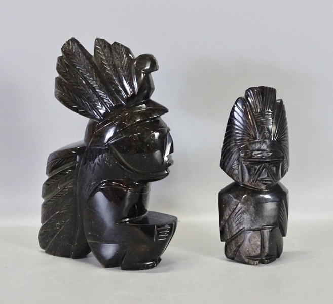 2 st. skulpturer "Aztec-krigare, 1900-tal