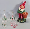 Parti julsaker, "Tomte, brännvinskaraffer samt snaps- och glögglas 13 delar 1900-talet mitt