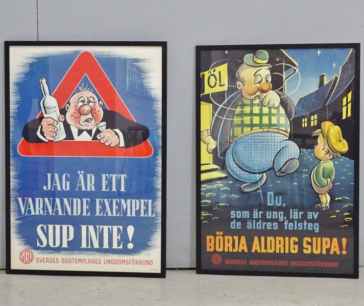 2 st litografiska tryck, signerade L. Thorén i trycket, daterade 1944