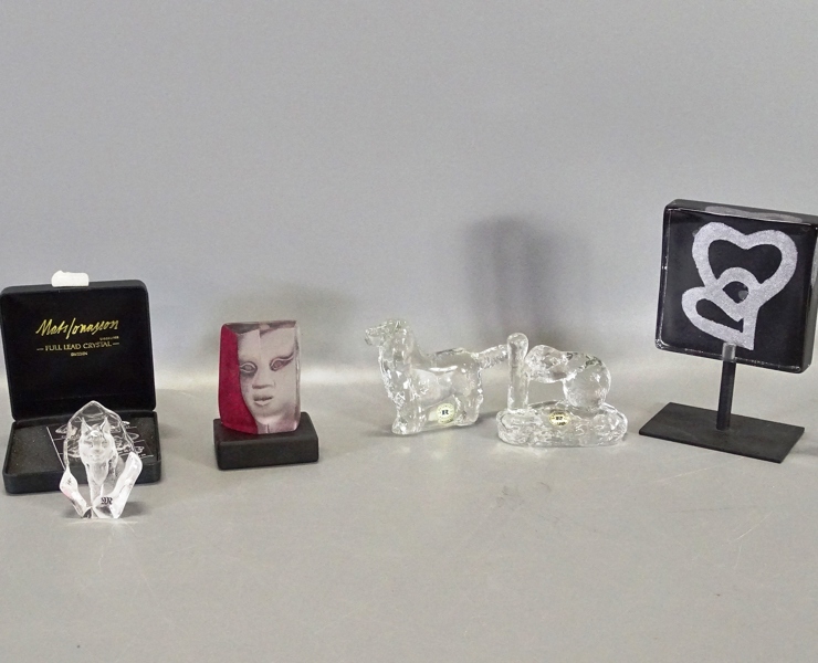 Parti glasskulpturer, bl. a. Rejmyre, Målerås m. fl.