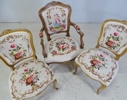 Karmstol samt 1 par stolar, rokokostil, 1900-tal