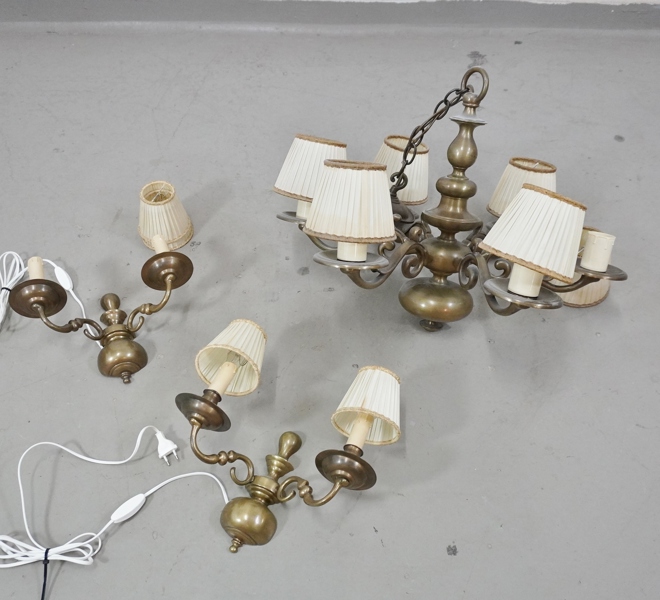 Malmkrona samt 2 st vägglampetter, 1900-tal