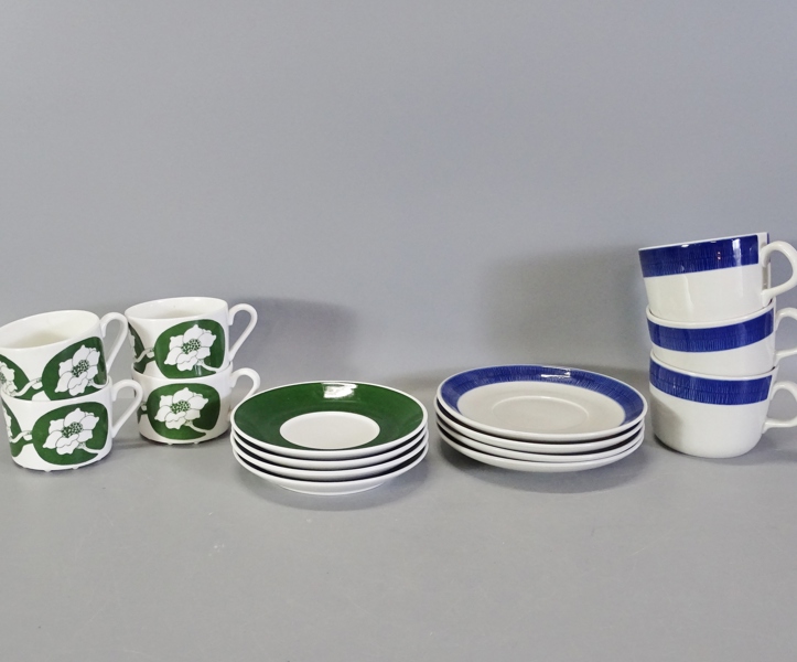 Kaffekoppar med fat "Retro" Koka och Fleur, Rörstrand och Gustavsberg