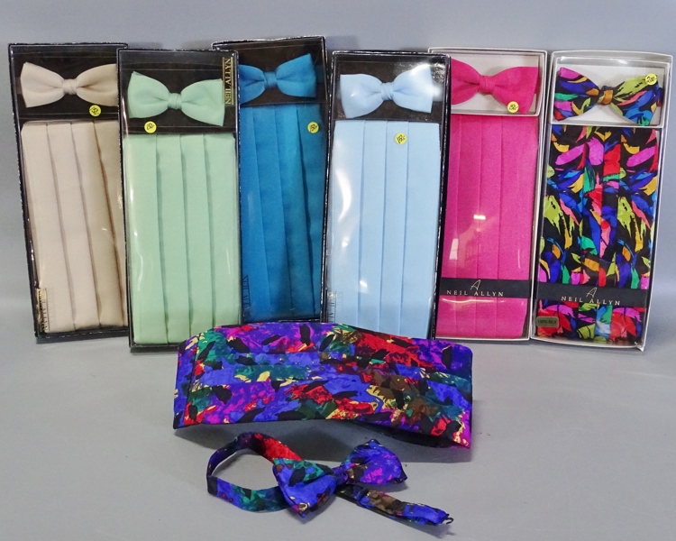 7 st. set gördel/fluga, Neil Allyn, 1980-tal