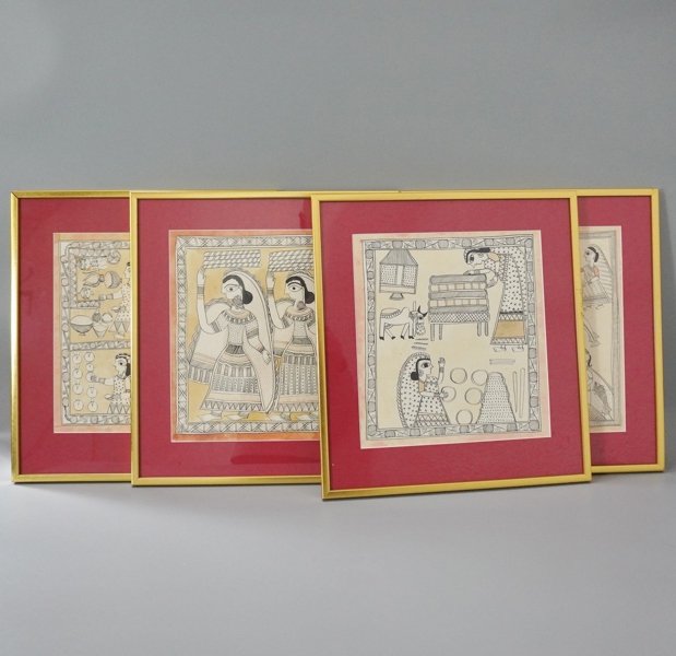 4 st målningar, Indien?