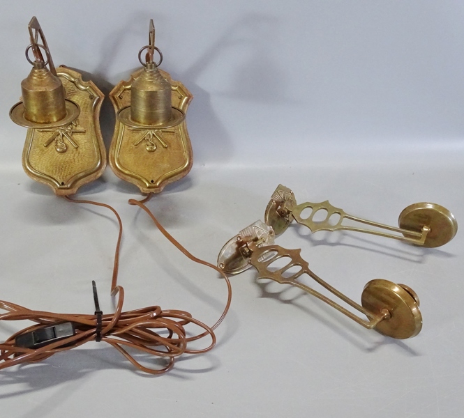 1 par vägglampor samt 1 par vägglampetter, Jugend