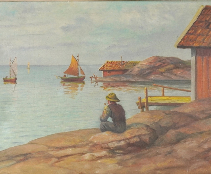 Oljemålning "fiskare" Sten Ekendahl