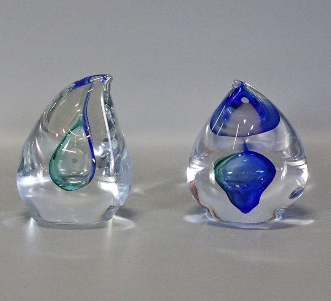 2 st. glasskulpturer, Carlos R. Pebaqué, Gullaskrufs glasbruk