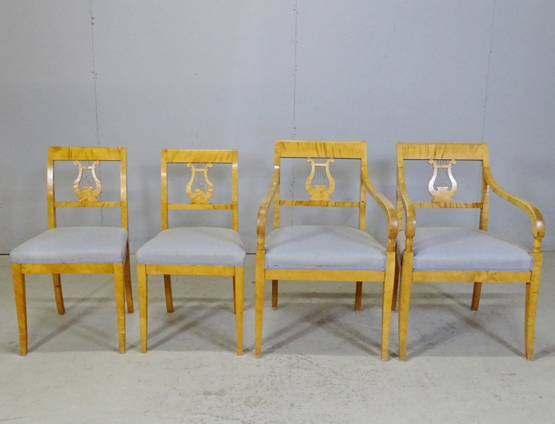 1 par karmstolar samt stolar, empirestil, 18/1900-tal