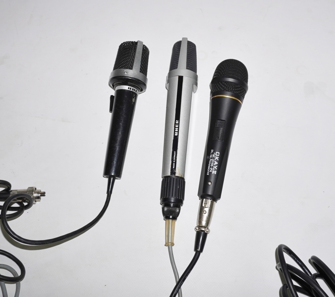 3 st mikrofoner, olika fabrikat