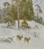 Oljemålning, Edvin Söderström, Rådjur i vinterlandskap