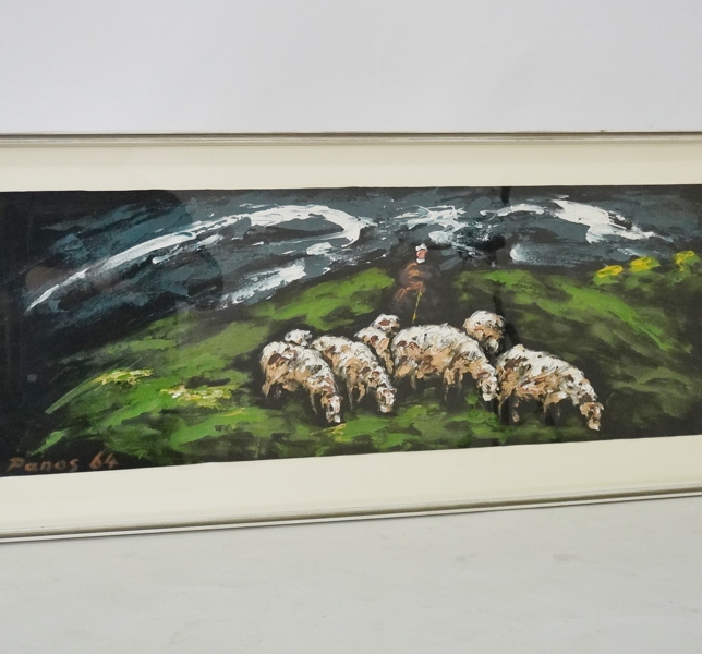 Oljemålning, Får på bete, Panos Tsarouchas