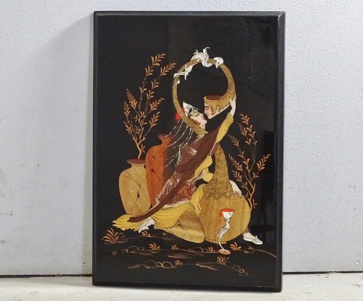 Tavla, Persisk, intarsiadekor, lackarbete