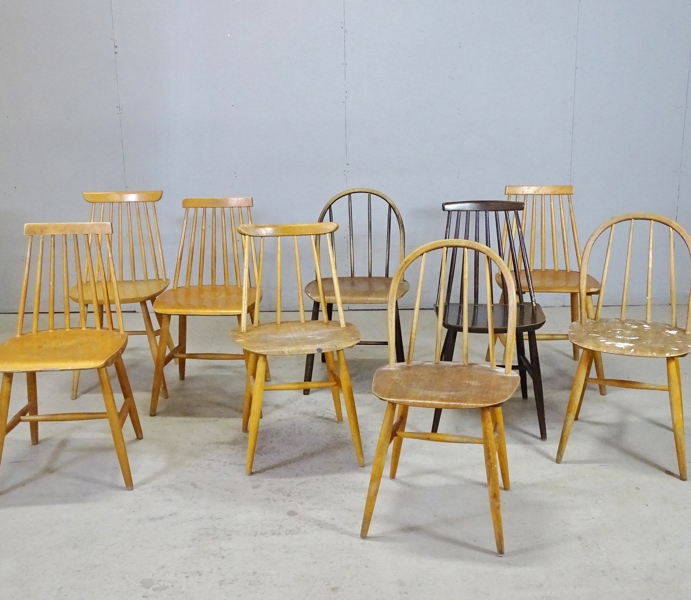 Samling pinnstolar, 9 st, 1900-tal