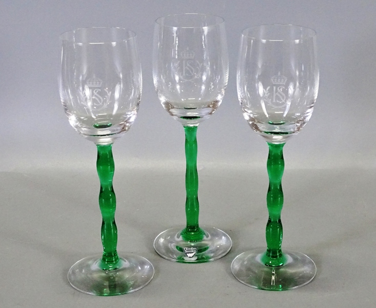 3 st. vitvinsglas "Nobel" Gunnar Cyrén, Orrefors