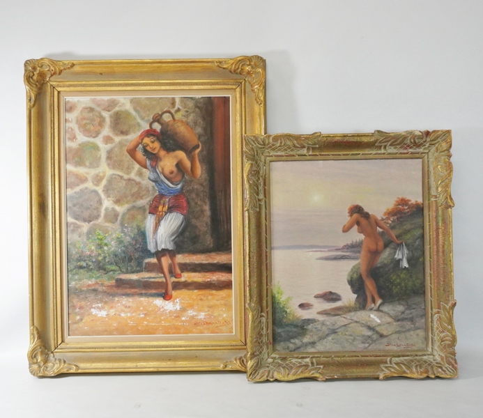 2 st oljemålningar, Sten Ekendahl