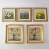 3+2 st oljemålningar "blommor"