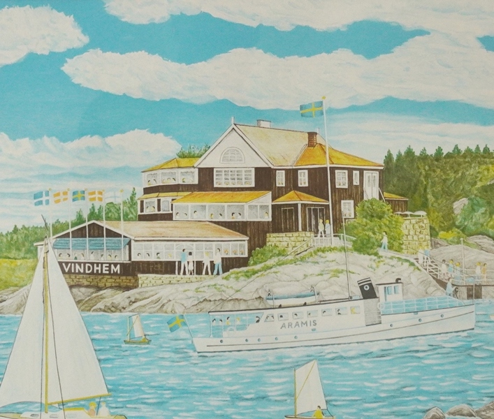 Litografi "Vindhem" Curt Sjöberg