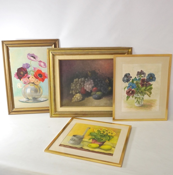 4 st målningar, stilleben