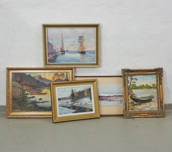 5 st målningar, olika konstnärer