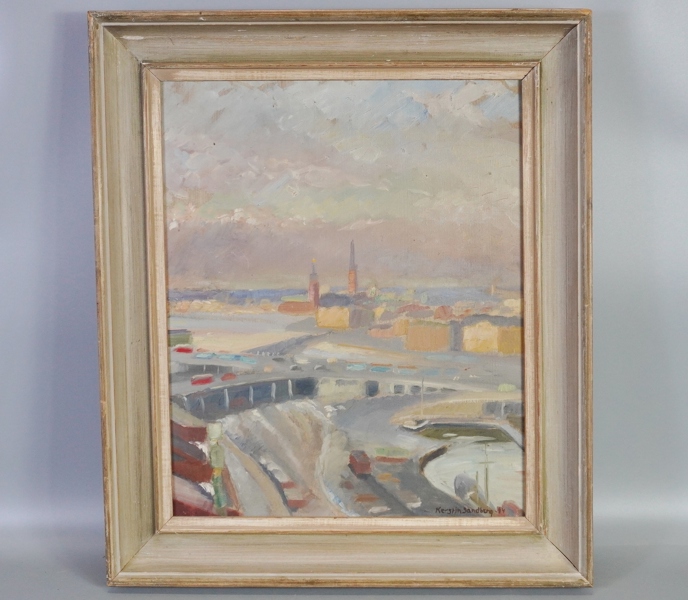 Oljemålning på pannå, oidentifierad konstnär