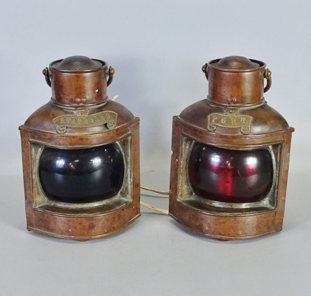 1 par båtlanternor "Port" och "Starboard" 1900-tal