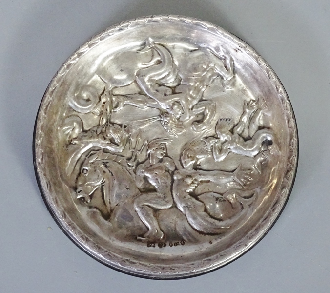 Fat, silver, dekor med Poseiden