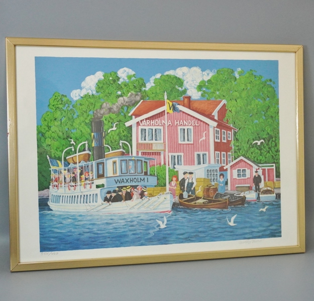 Litografi, Bert Håge Häverö "Vårholma Handel"