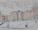Litografi, gamla akademiska sjukhuset, Leif Holmqvist