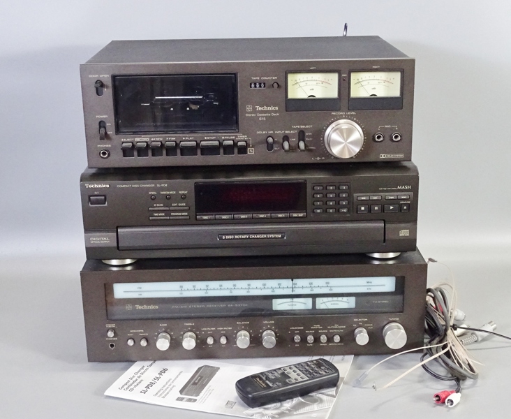 Receiver, kassettdäck samt CD-växlare, Technics, SA-5370K, 615 och SL-PD8