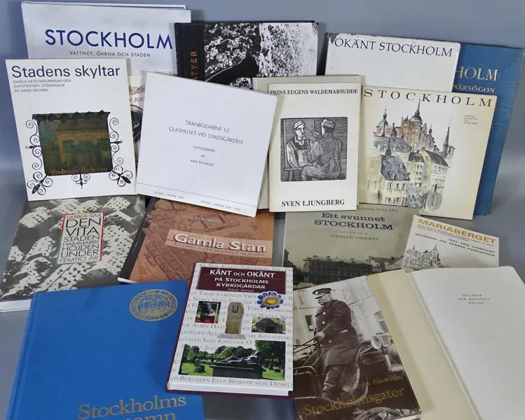 Parti böcker "Stockholmania" varierande författare, titlar och förlag 