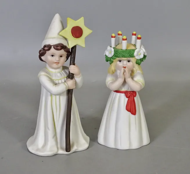 1 par figuriner "Lucia och Stjärngosse" efter Jenny Nyström, Kalmar Läns Museum