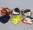 6 st. sidenscarfs, varierande designer och storlek