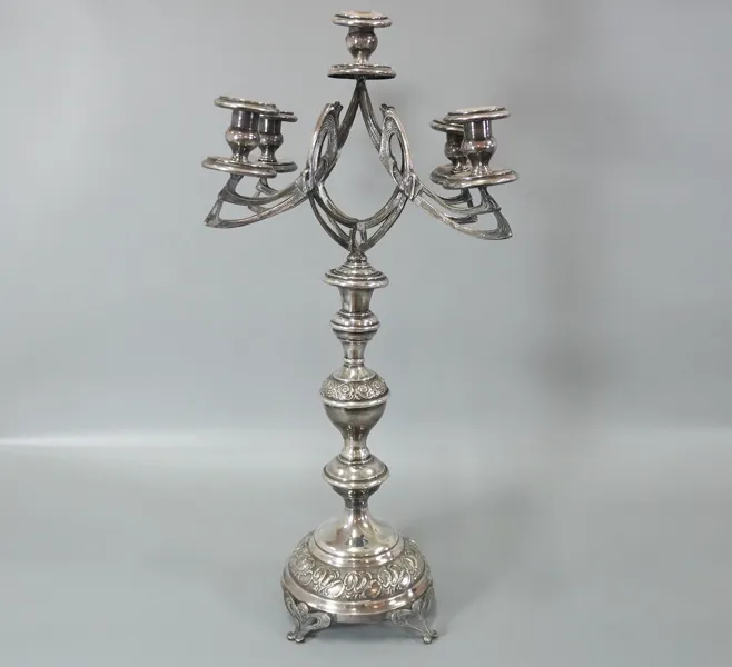 Kandelaber, nysilver, för 5 ljus