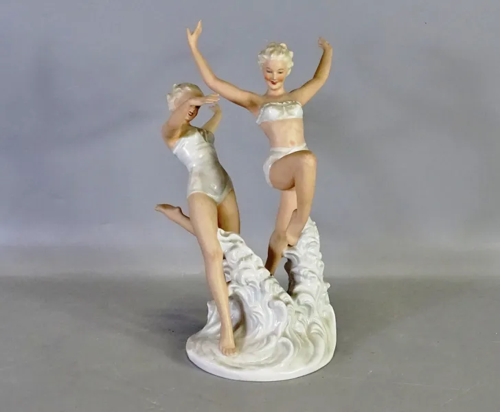 Figurin "Dansande flickor" Schaubach kunst, Tyskland, 1900-tal
