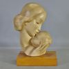 Skulptur uppmonterad på träsockel "Madonna och barn" Art Deco, 1900-talets första hälft, oidentifierad konstnär
