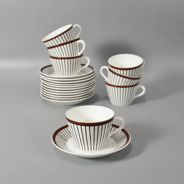 7 st kaffekoppar med fat "Spisa Ribb" Rörstrand